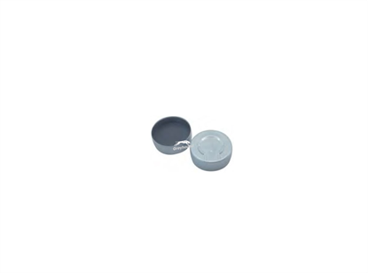 20mm Aluminium Complete Tear Off Crimp Cap (Silver), with Pre-fitted PTFE/Grey Butyl Septa. 3mm, (Shore A 50)