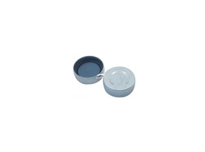 20mm Aluminium Complete Tear Off Crimp Cap (Silver), with Pre-fitted Pharma-Fix Moulded Grey PTFE/Butyl Septa, 3mm, (Shore A 50)