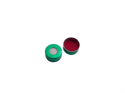 11mm Aluminium Cap, Green with Red PTFE/White Silicone/Red PTFE Setpa, 1mm (Shore A 45)