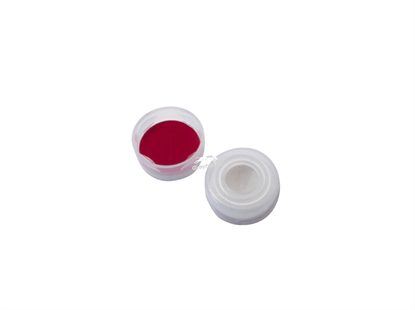 8mm Snap Cap (Clear) with Red PTFE/White Silicone Septa, 1.3mm