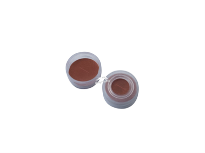 8mm Snap Cap (Clear) with Red PTFE/White Silicone Septa, 1.3mm, Pre-Slit