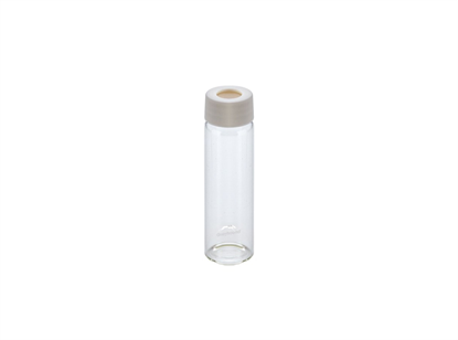 20mL EPA/VOA Vial, Class 2, Screw Top, Clear Glass, Precleaned + 24-414mm Open Top White PP Cap with 3mm PTFE/Silicone Septa