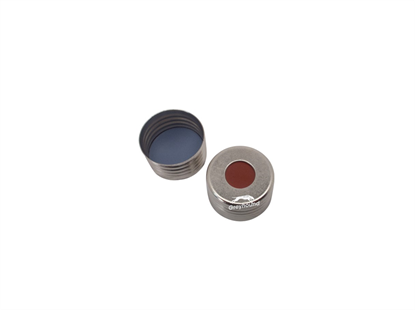 18mm Magnetic Screw Cap (Silver) with Grey PTFE/Red Butyl Septa, 1.6mm