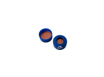 11mm Snap Cap Blue Polyethylene with Clear PTFE/Red Rubber Septa, 1mm