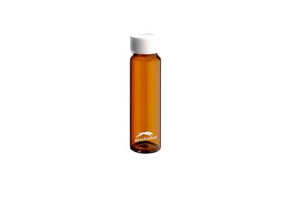 60mL EPA/VOA Vial, Class 1, Screw Top, Amber Glass + 24-414mm Open Top White PP Cap with 3mm PTFE/Silicone Septa