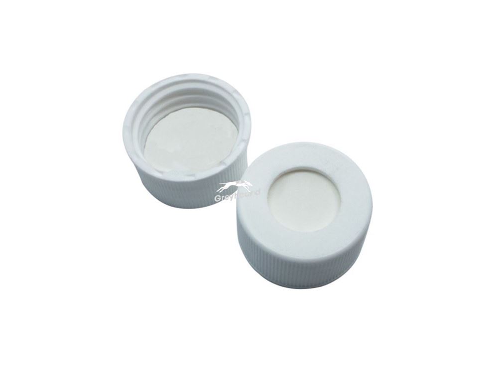 Picture of 24-400mm Open Top Screw Cap, White Polypropylene with White Silicone/Clear Polypropylene Septa for PFAS Analysis