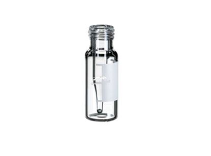 200µL Wide Mouth Short Thread Screw Top Fused Insert Vial, Clear Glass, with Write-on Patch, 9mm Thread