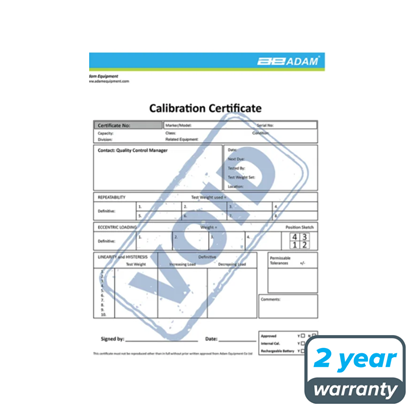 Adam Calibration Certificate